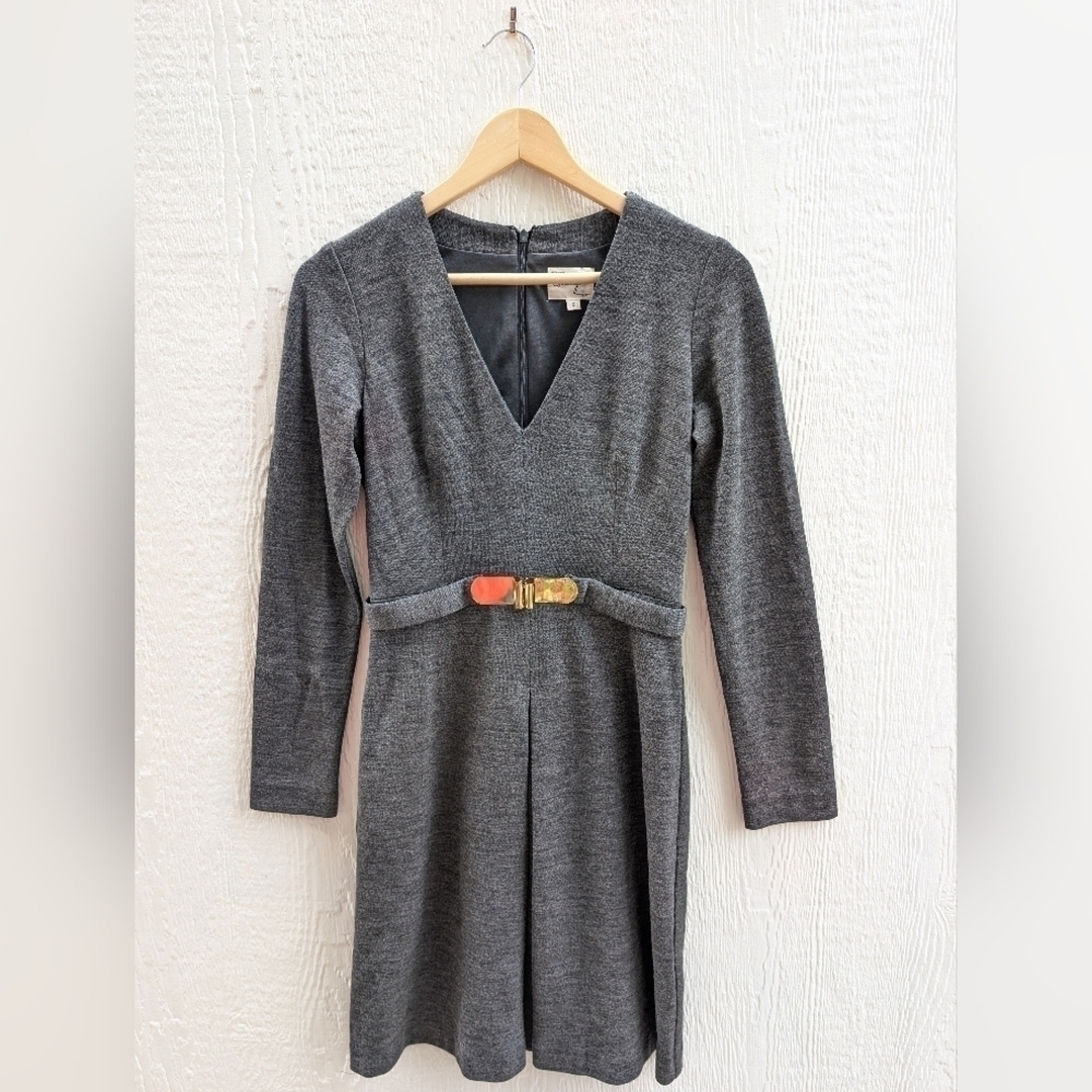 Milly Of New York Gray Wool Long Sleeve Dress Women's Size P XS Corpcore Classic
